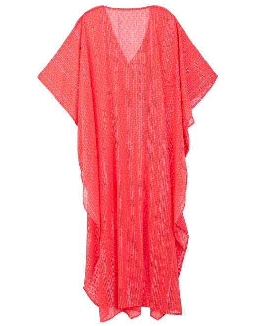 SHEER LUREX COVER-UP KAFTAN - Red