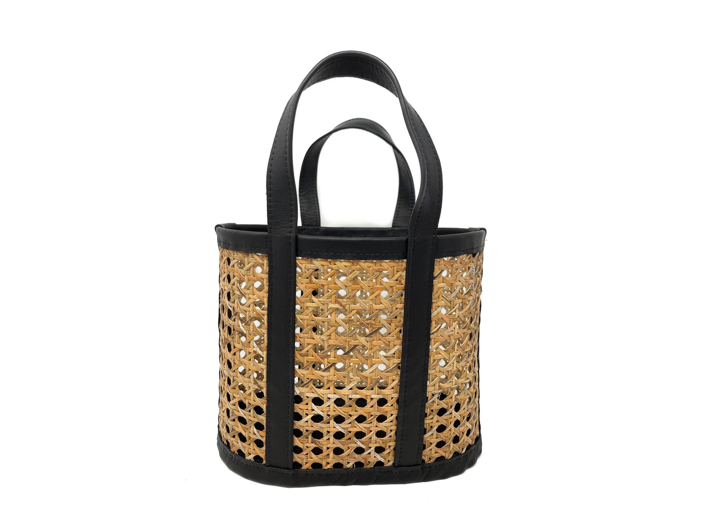 BLACK KAILANI Cane + Leather Tote