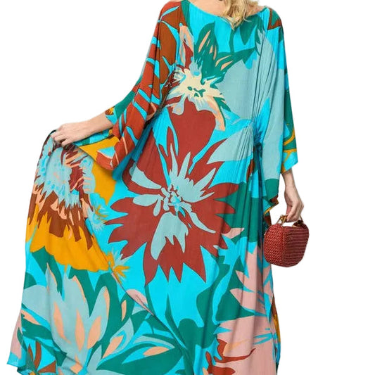 SIDE CINCH KAFTAN Dress - Turquoise
