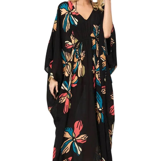 TROPICAL KAFTAN - Black