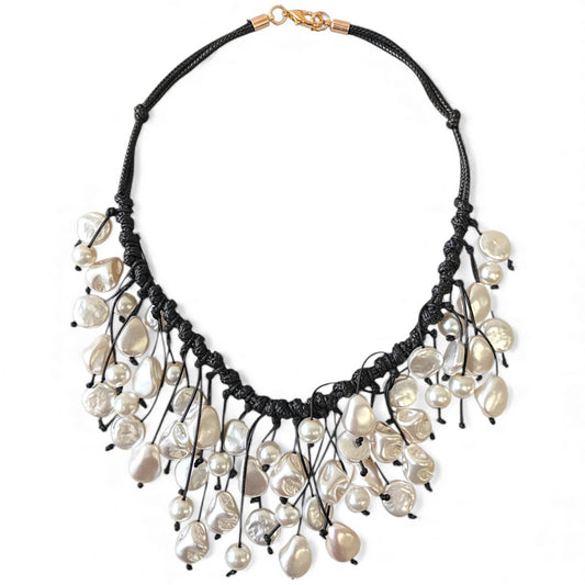BLACK BOHO GLASS PEARL Necklace