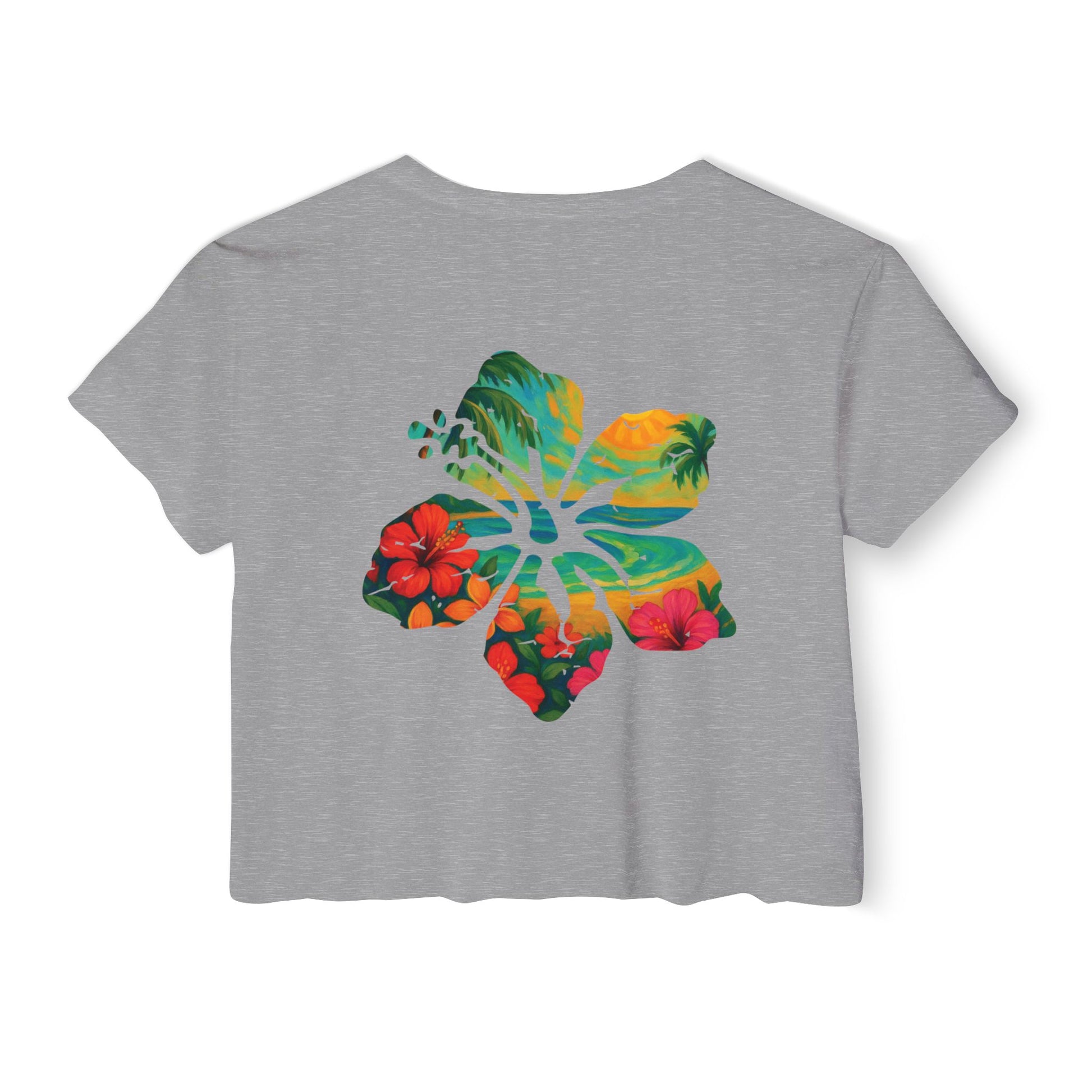 PAINTED ALOHA 2/sided Women's Cropped Tee