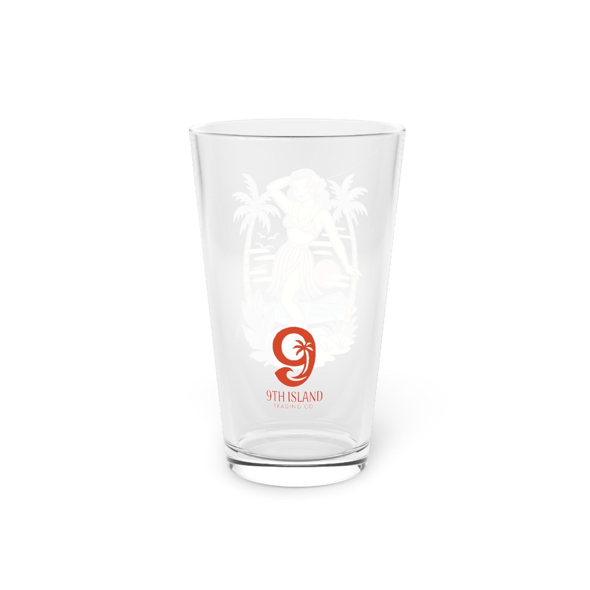 HULA GIRL TATTOO FLASH 16oz Pint Glass