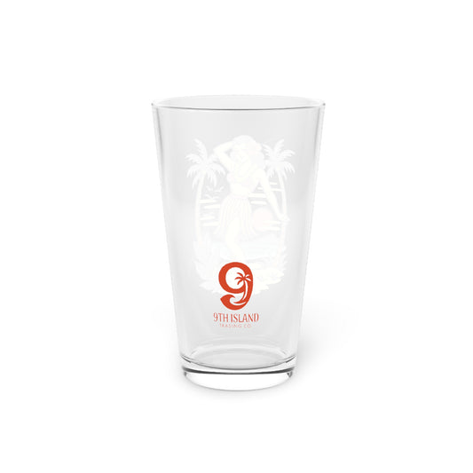 HULA GIRL TATTOO FLASH 16oz Pint Glass