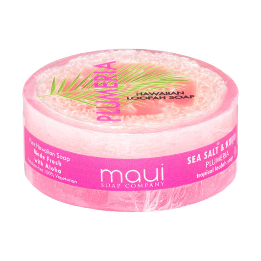 PLUMERIA SEA SALT & KUKUI Exfoliating Loofah Soap