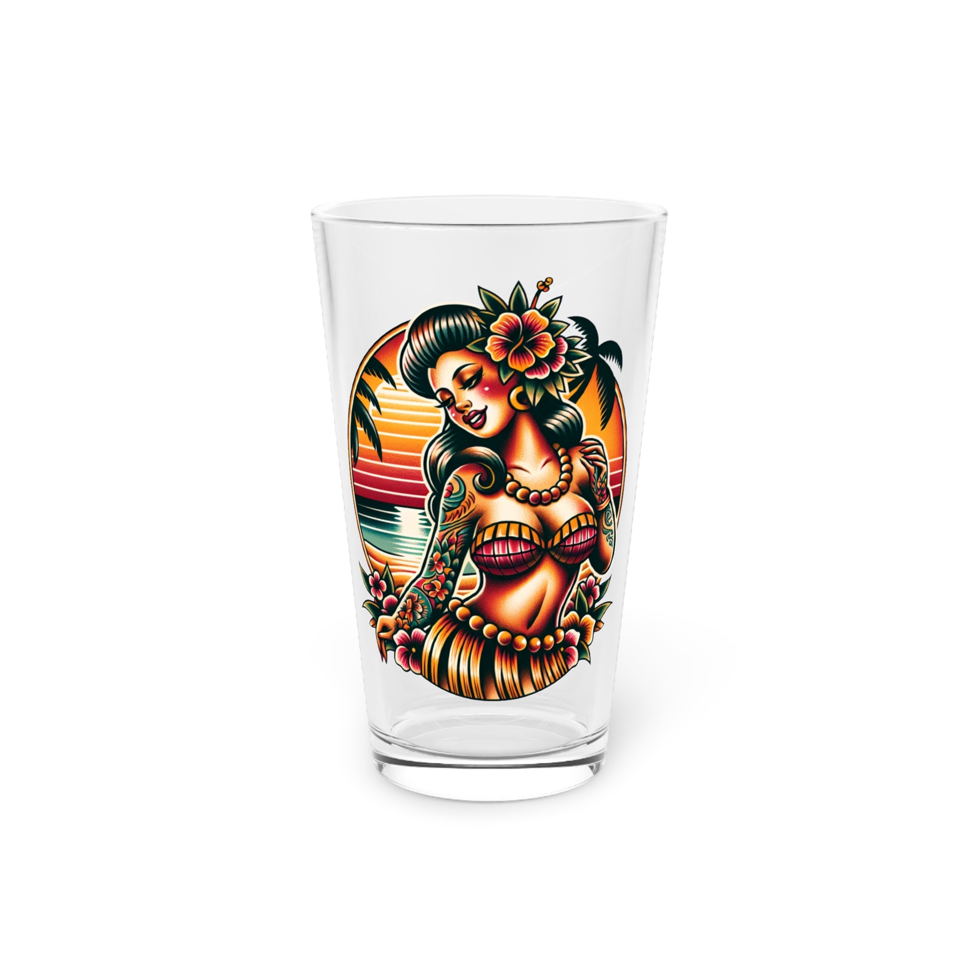 HULA GIRL SUNSET 16oz Pint Glass