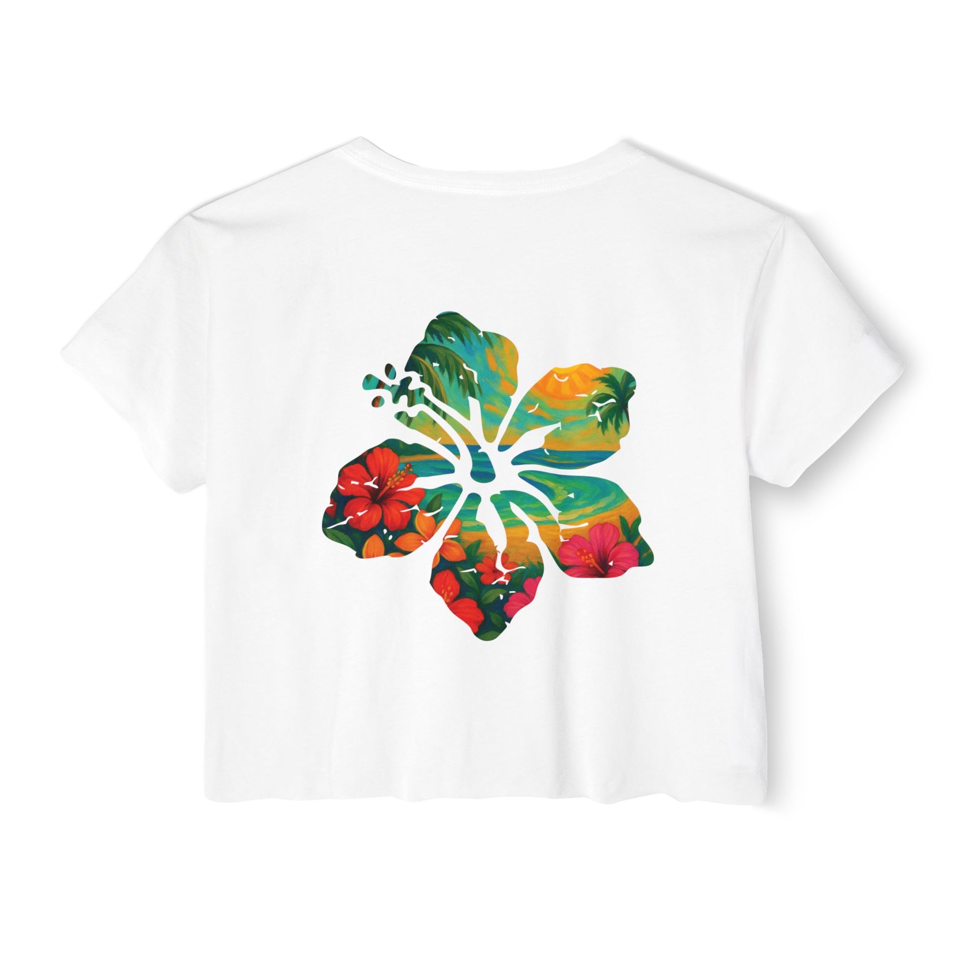 PAINTED ALOHA 2/sided Women's Cropped Tee