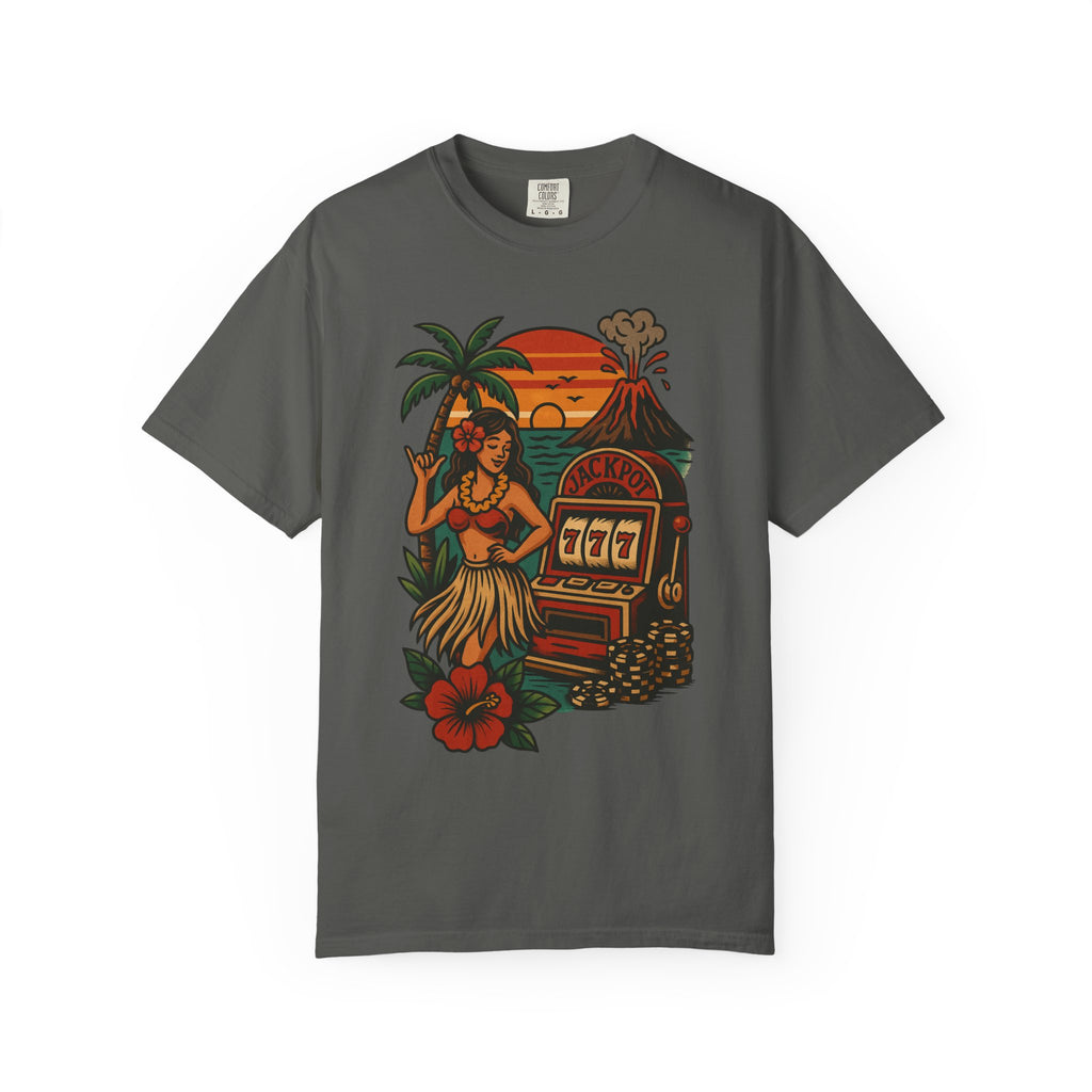 HULA SHAKA & SLOTS 2/sided Tee - Charcoal