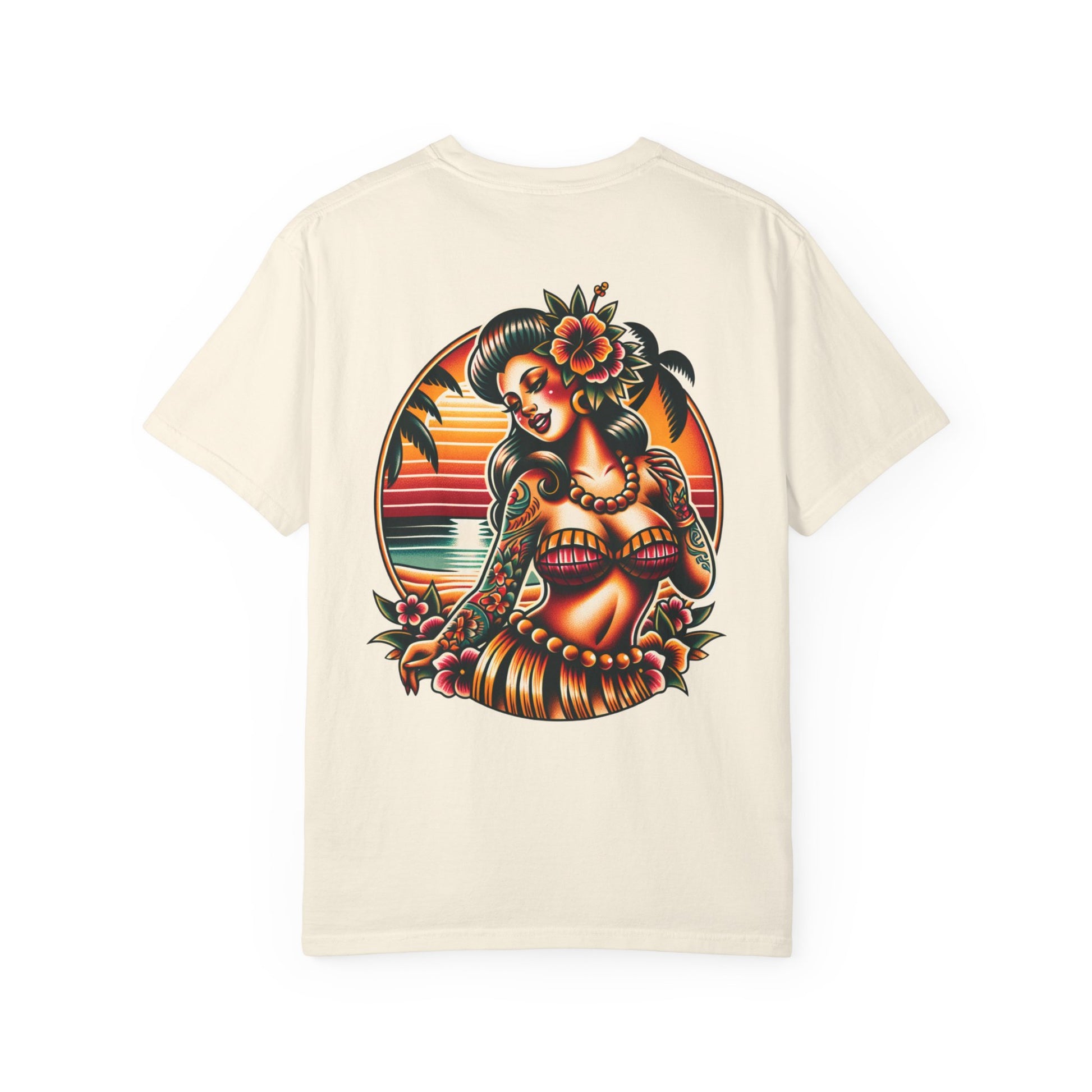 HULA GIRL SUNSET 2/sided Classic Tee - Sand