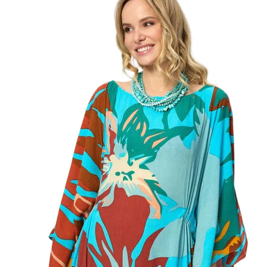 SIDE CINCH KAFTAN Dress - Turquoise