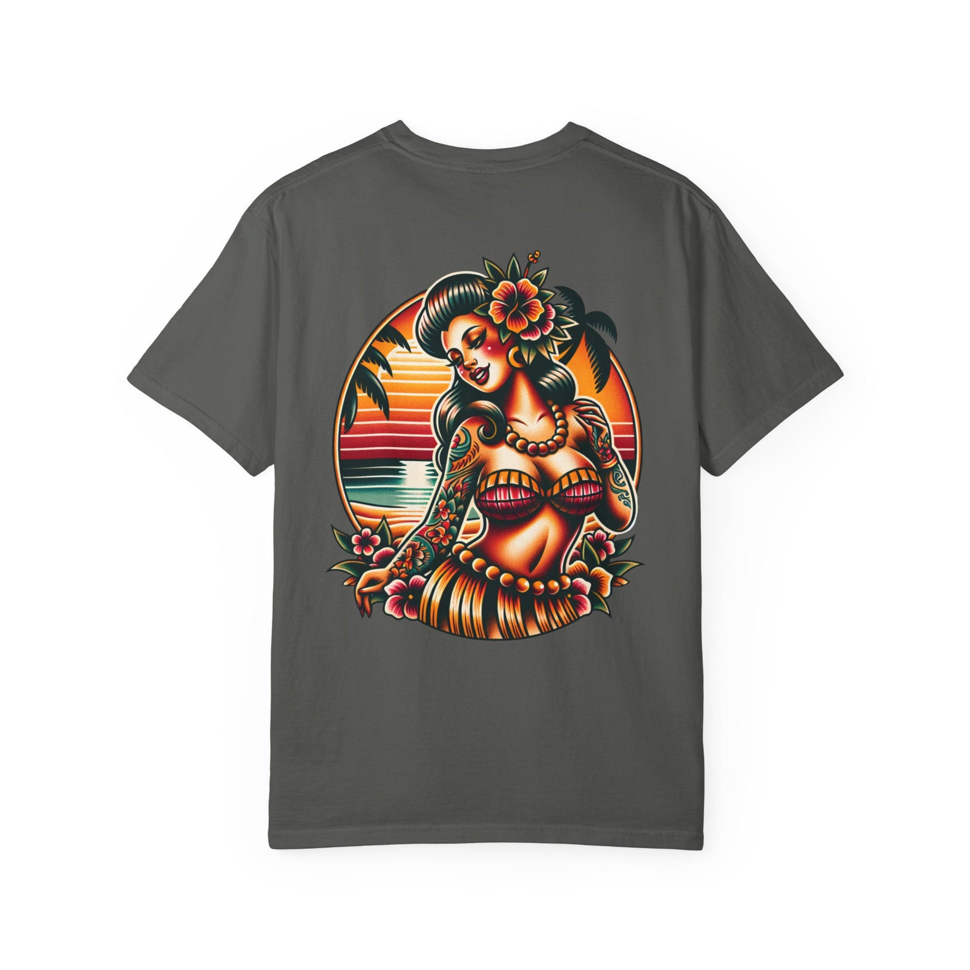 HULA GIRL SUNSET 2/sided Classic Tee - Charcoal