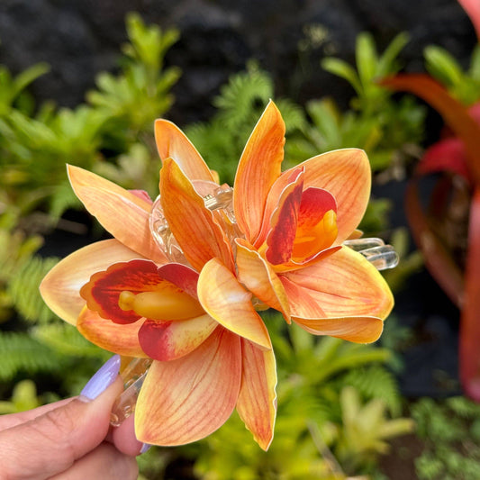 CATTLEYA ORCHID Claw Clip - Amber