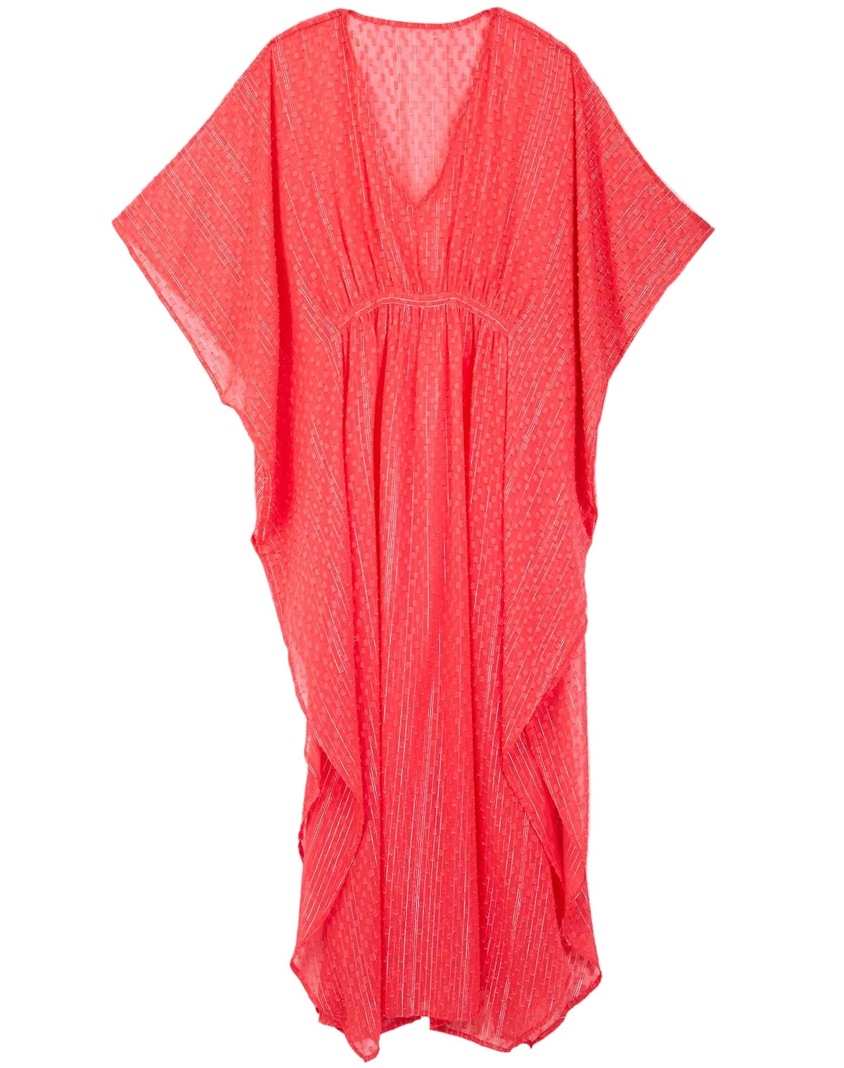 SHEER LUREX COVER-UP KAFTAN - Red