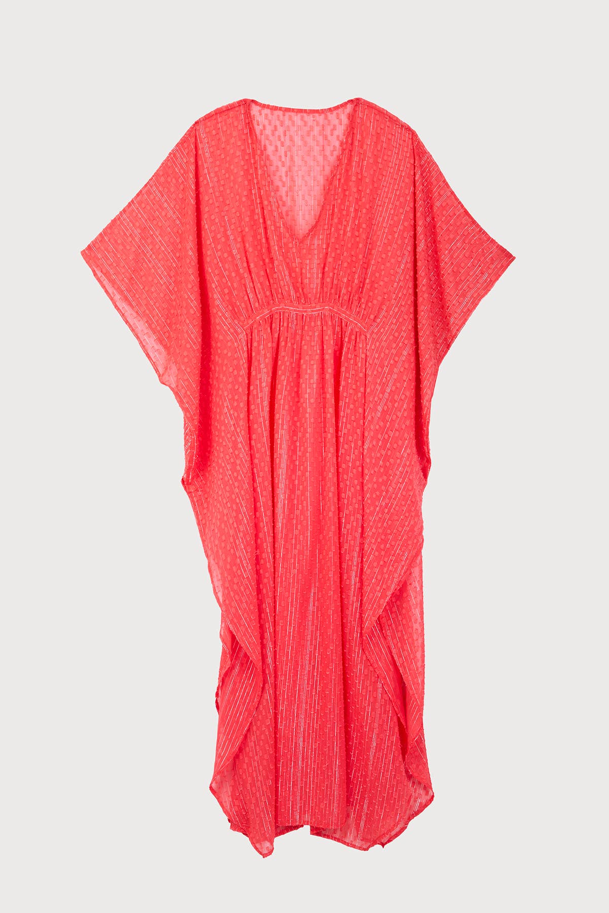 SHEER LUREX COVER-UP KAFTAN - Red