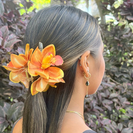 CATTLEYA ORCHID Claw Clip - Amber