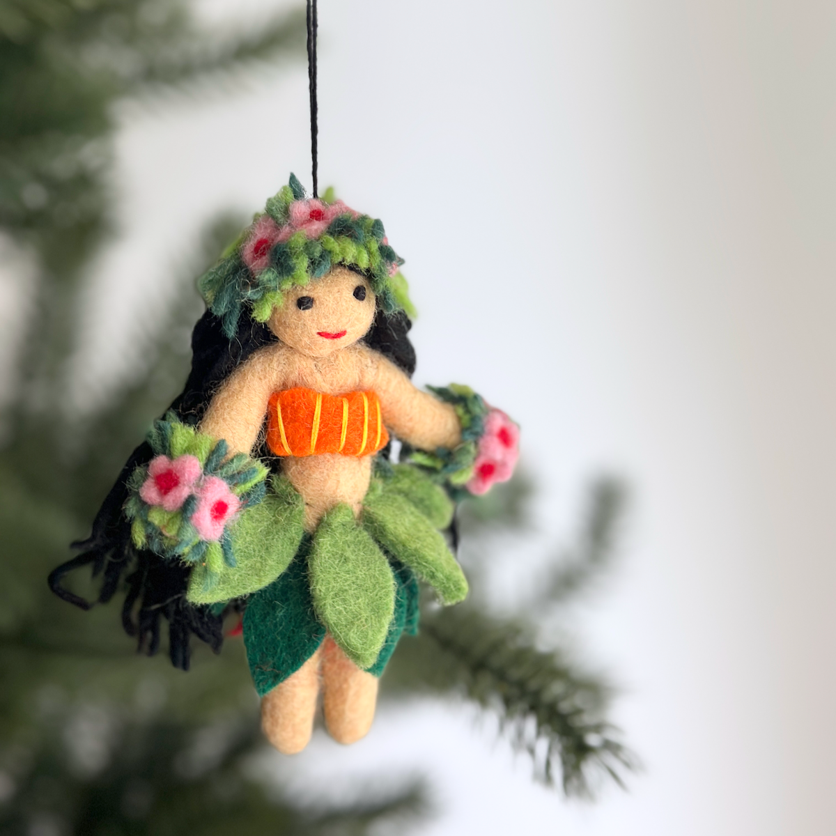 HULA GIRL Felt Ornament - Sand