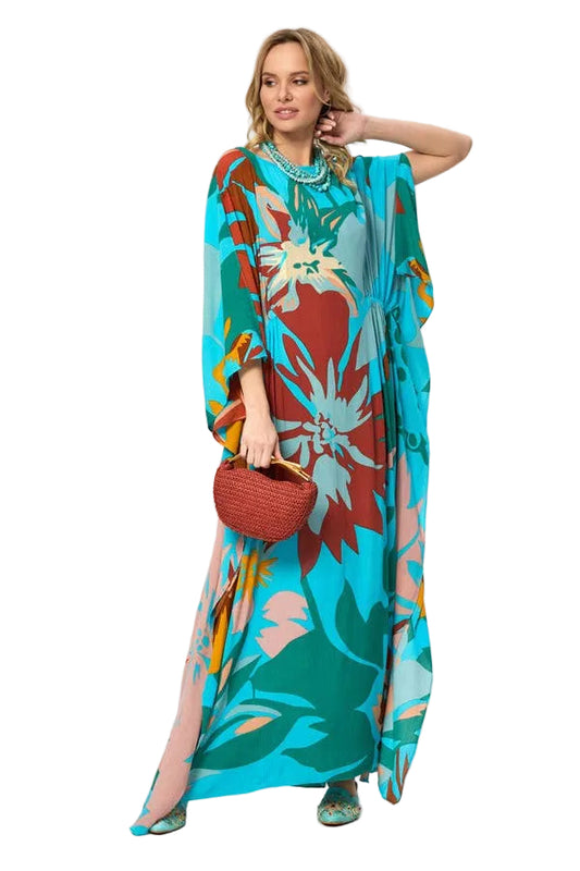 SIDE CINCH KAFTAN Dress - Turquoise