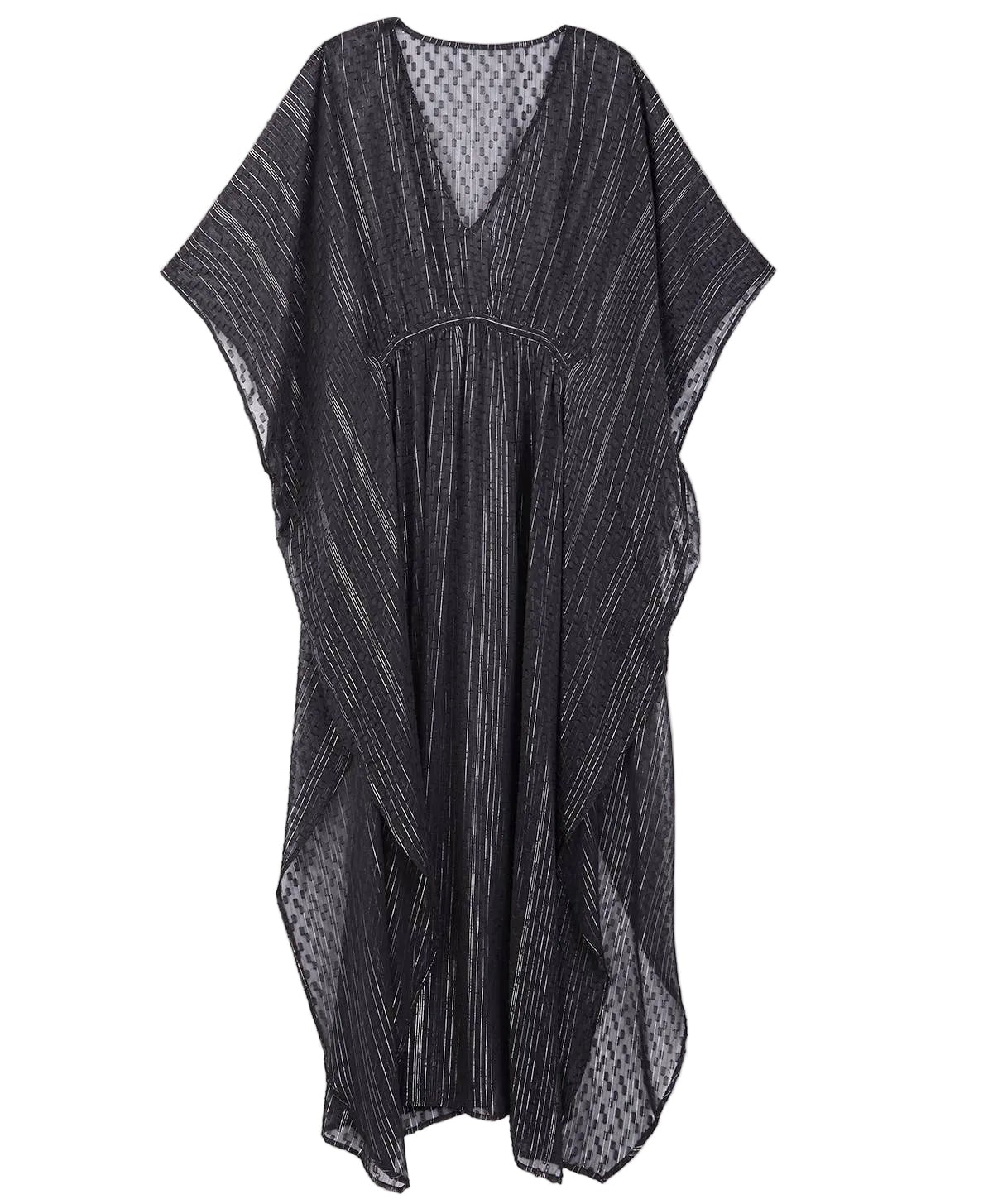 SHEER LUREX COVER-UP KAFTAN - Black