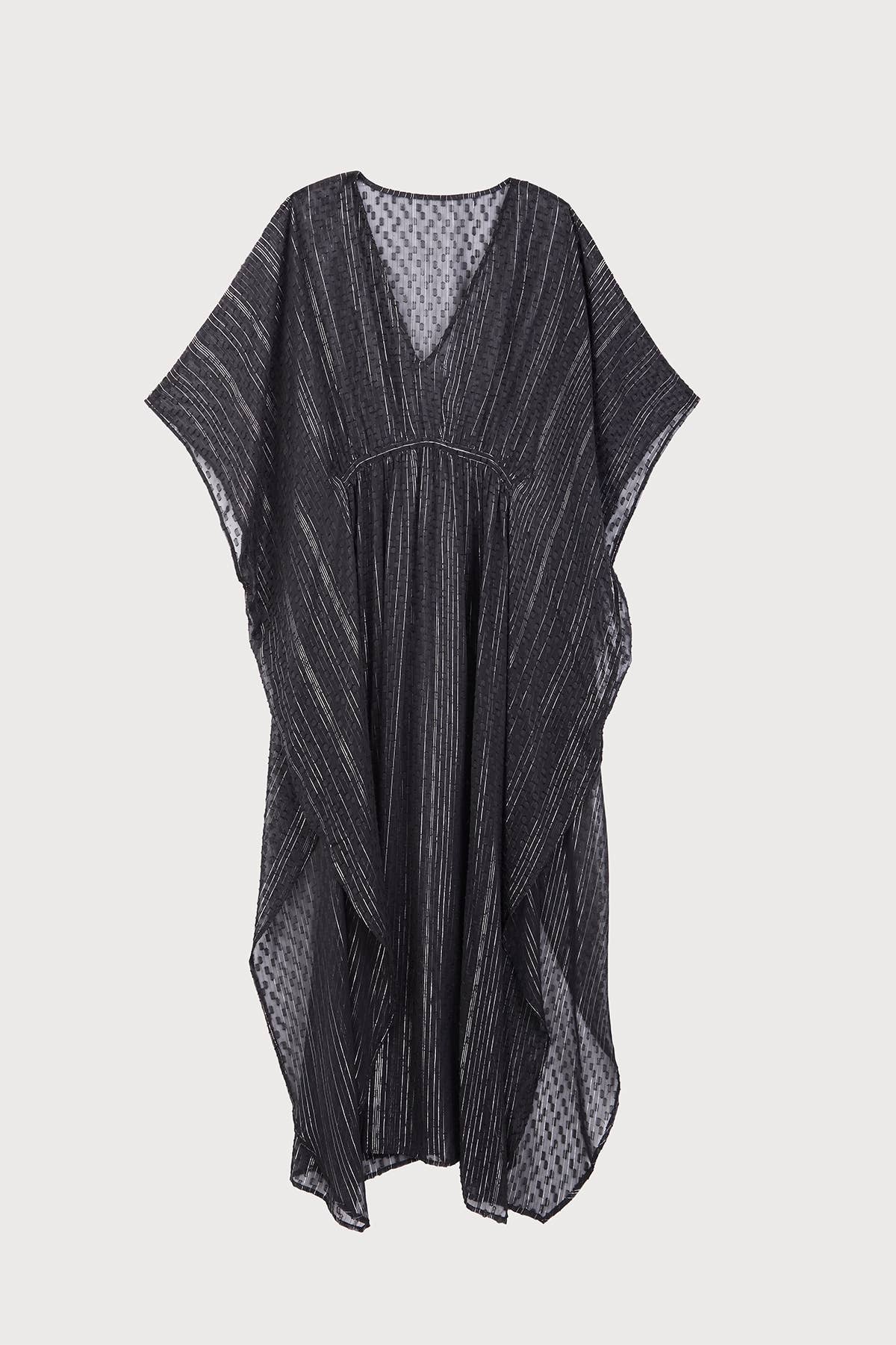 SHEER LUREX COVER-UP KAFTAN - Black