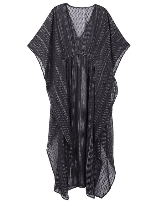 SHEER LUREX COVER-UP KAFTAN - Black