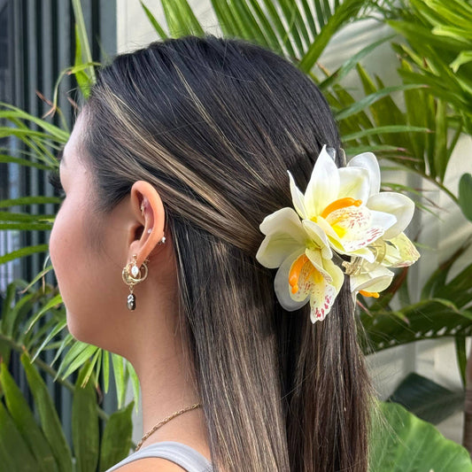 CATTLEYA ORCHID Claw Clip - White