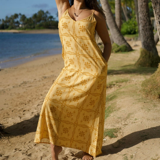 KILINOE Maxi Dress - Pua Kenikeni Glow
