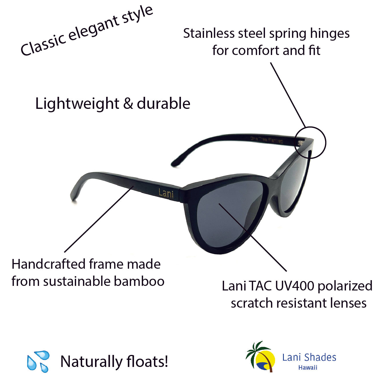 WAIMEA Iwa - Polarized Bamboo Sunglasses