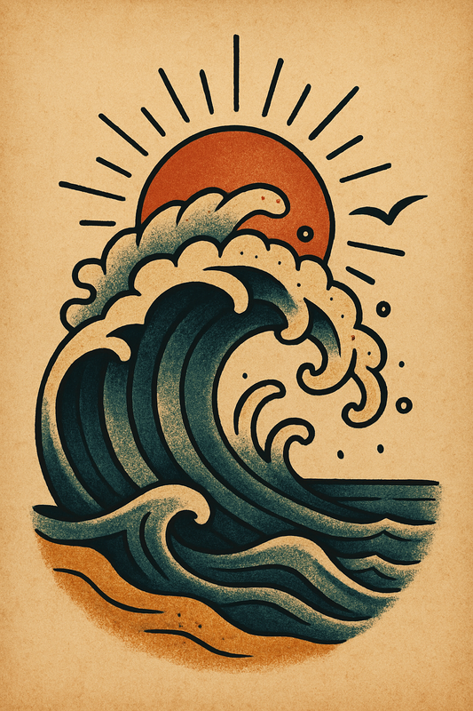 9ITC WAVES TATTOO FLASH Note Card