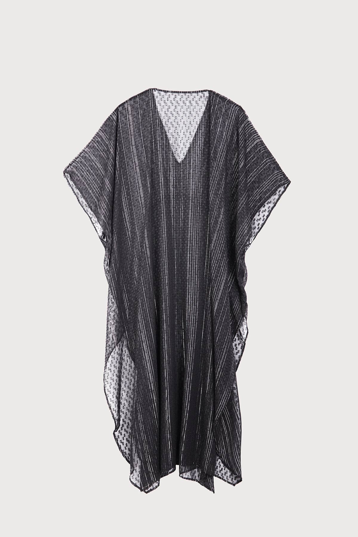 SHEER LUREX COVER-UP KAFTAN - Black