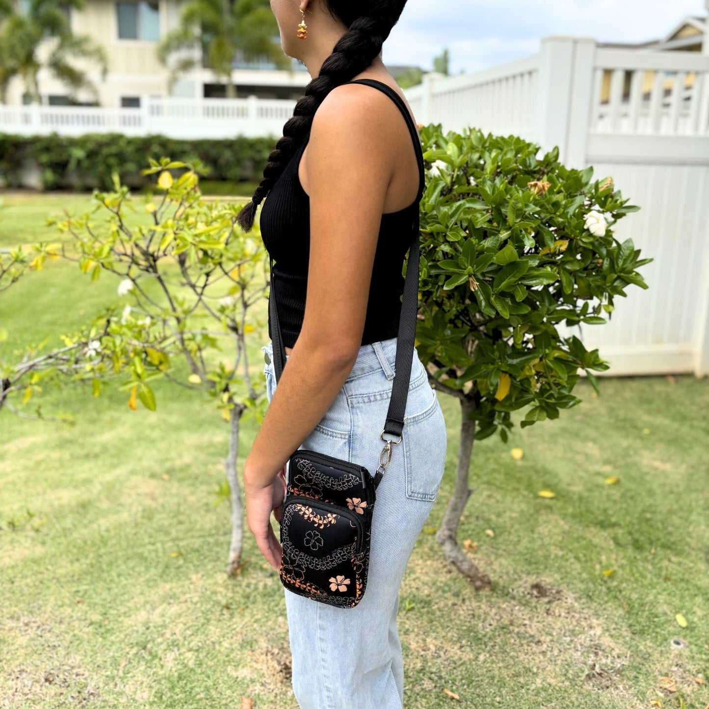 CELL PHONE CROSSBODY - Ha'aheo Black & Orange