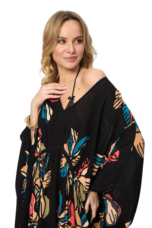 TROPICAL KAFTAN - Black
