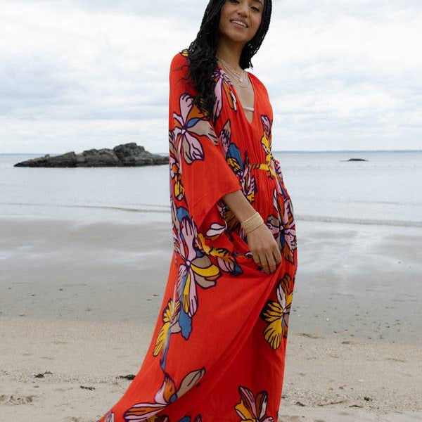 TROPICAL KAFTAN - Red Orange