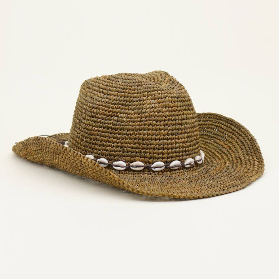 COWRIE COWBOY Raffia Shapable Hat - Brown