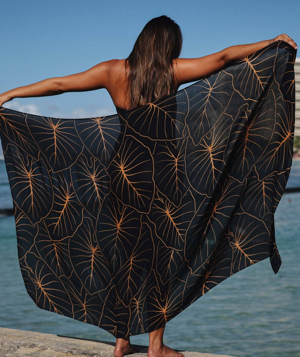 BLACK KALO Pareo Sarong - 74 x 46 in