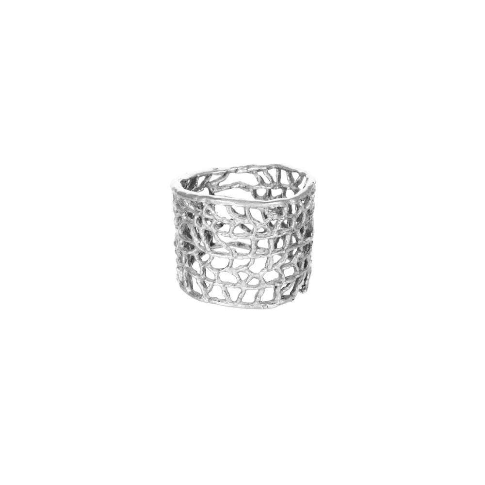 WIDE CORAL RING Sterling Silver
