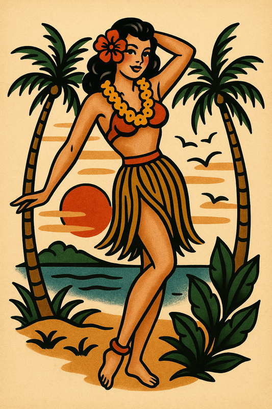 9ITC HULA TATTOO FLASH Note Card